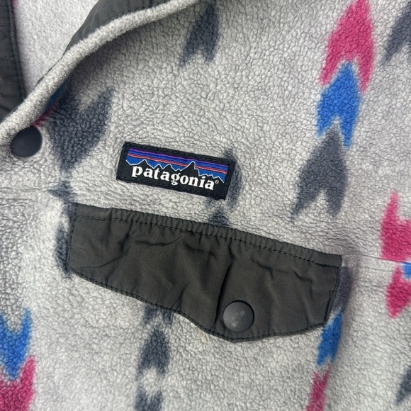Patagonia Synchilla‎ Snap Collar Gray Print Fleece Pullover Women’s Size Medium - Picture 5 of 7